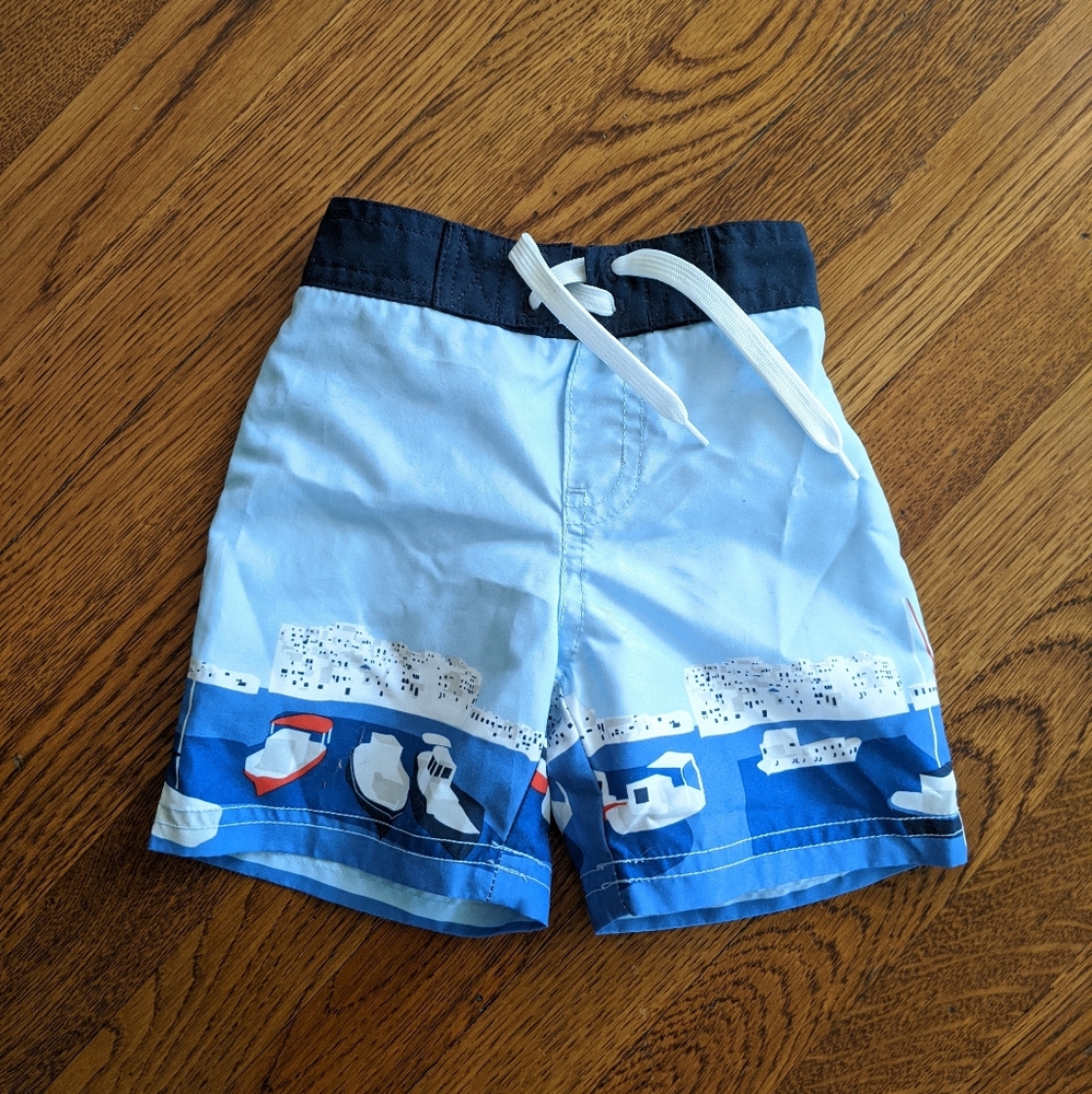 Janie and Jack Baby Boys Swim Trunks - Boat Print